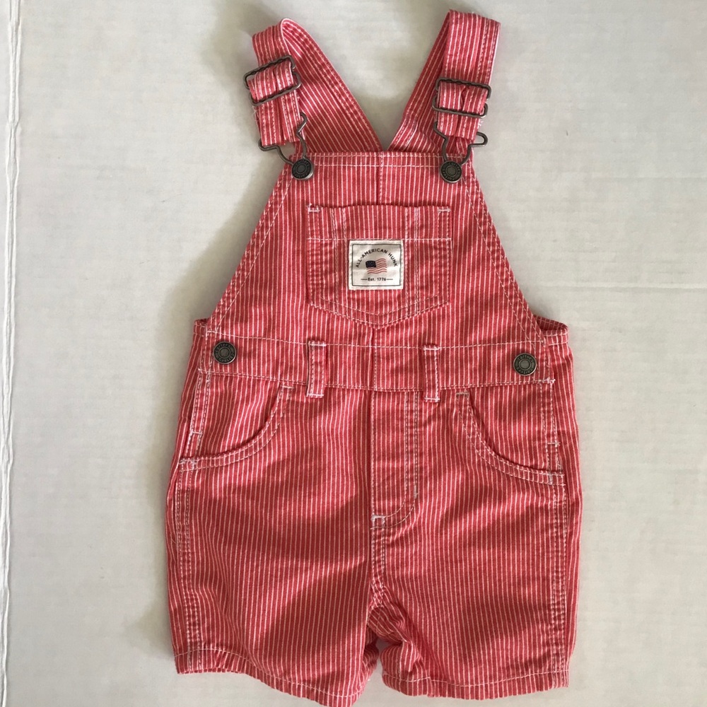 Red baby boy overalls